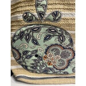 Vera Bradley Seashore Straw Quilted Whale Tote Shopping Bag Purse Beach